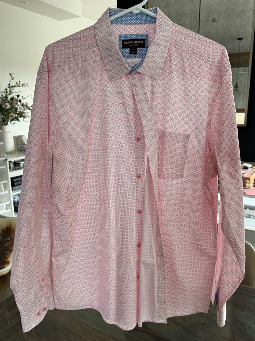Johnston & Murphy Pink Micro-Geo Dress Shirt